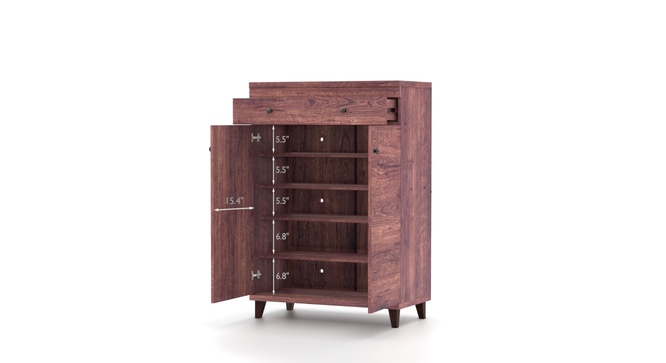 Melano 15 Pair Shoe Cabinet With Drawer(Walnut)